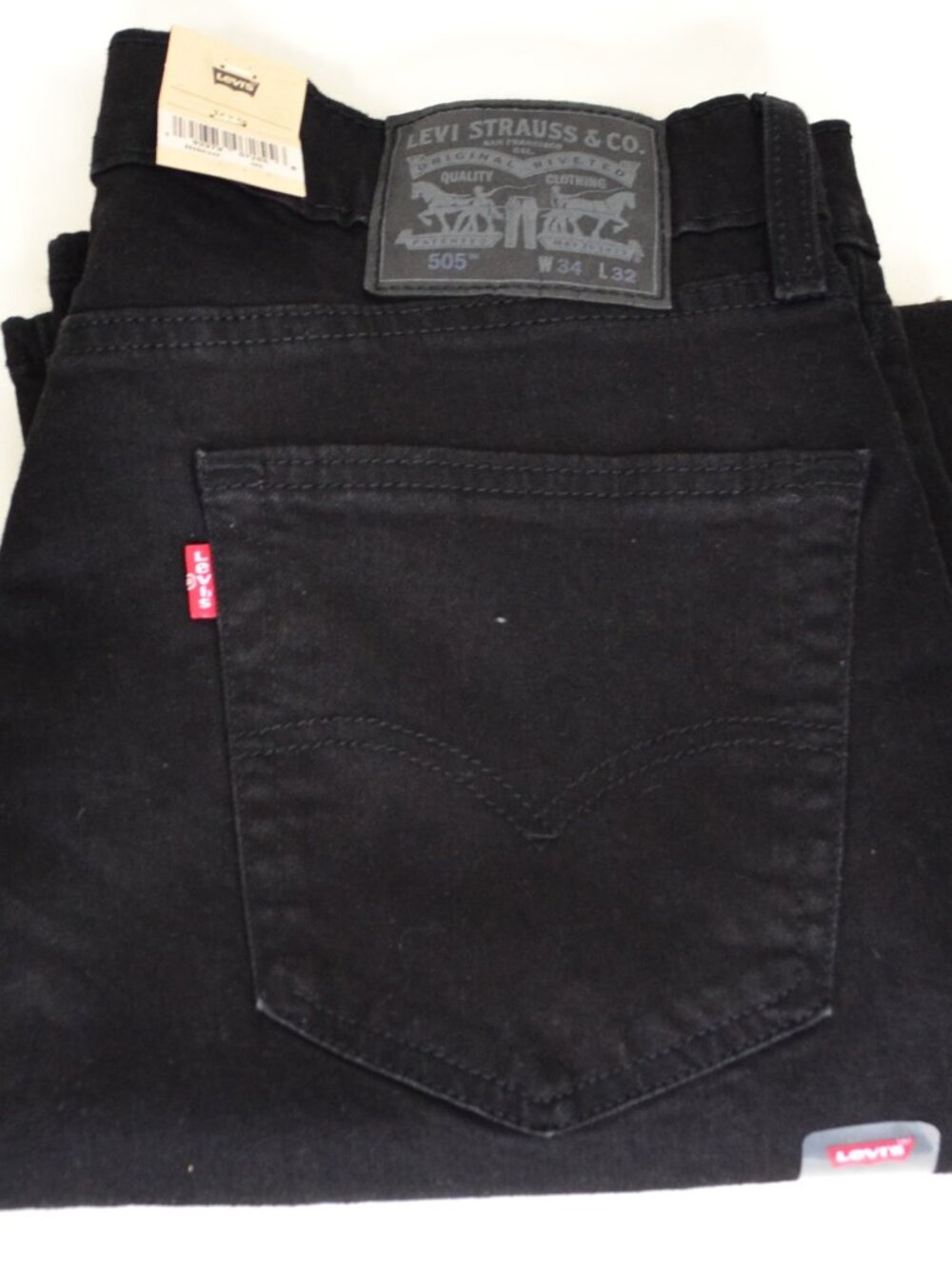 Levi's 505 Men's Size W34 L32 Black Straight Fit Denim Jeans NWT